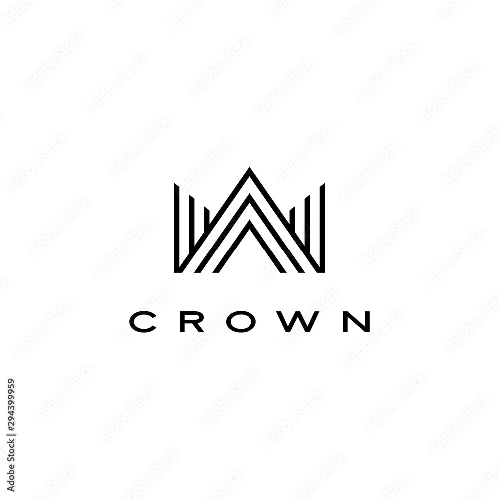 crown logo vector icon illustration line stripes style