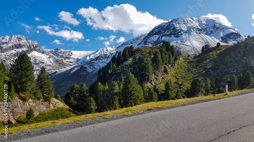 A view from road at first snow in Tirol Alps in September © Pavel