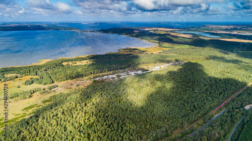 Nature reserve, Schmale heath and stone fields located on the island of rugen, aerial photography