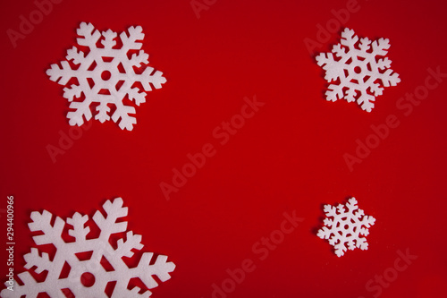 snowflakes on red background