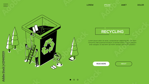 Recycling - line design style isometric web banner
