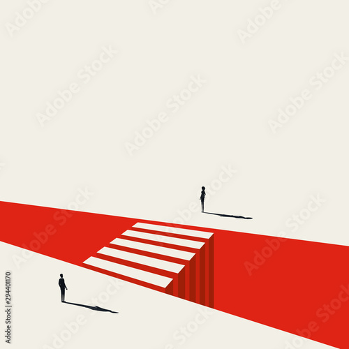 Man and woman standing opposite each other business vector concept. Symbol of cooperation, teamwork, challenge and opportunity.