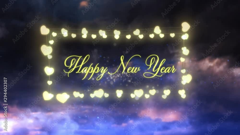 Happy New Year in a glowing frame Happy New Year in a glowing frame