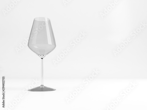 Empty white wine glass, 3d render