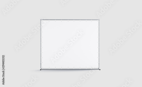 Blank white press wall mockup, isolated on gray background photo