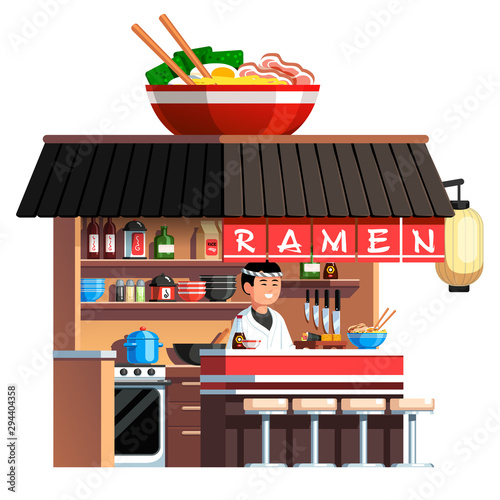Chashu ramen bowl decorated asian soup restaurant