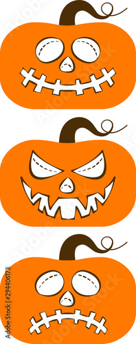 zucca di halloween arancione  vettoriale con varie espressioni