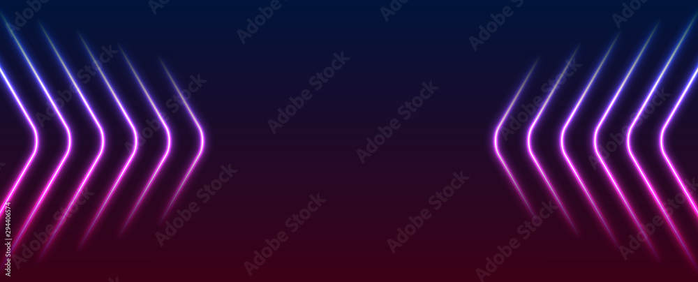 © saicle - Blue and purple abstract neon arrows tech graphic design. Futuristic laser background. Vector illustration