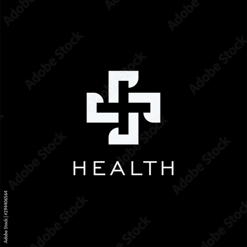 Cross plus medical health logo design icon vector template
