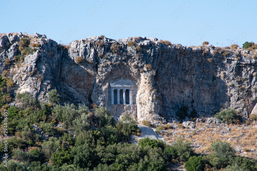 Sirince rock tombs. historical ruin.