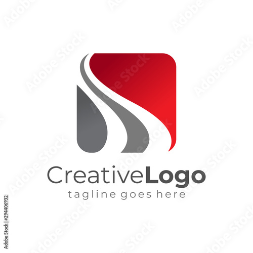 Abstract Wave Square Rounded Letter S Logo Design Vector Illustration © sangart