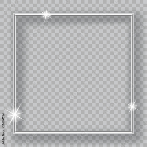 Silver frame. Vector graphic element on transparent background. Useful for christmas and holiday backgrounds