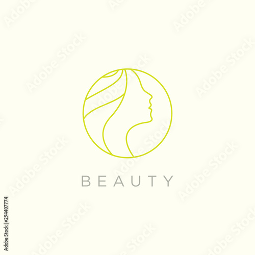 Abstract women face and hair beauty logo design icon vector template