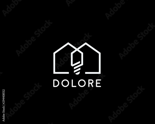 House bulb logo icon design abstract modern minimal style illustration. Home creative vector emblem sign symbol mark logotype