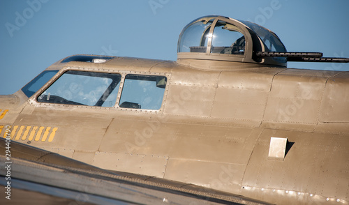 B-17 Flying Fortress cockpit and top turret closeup