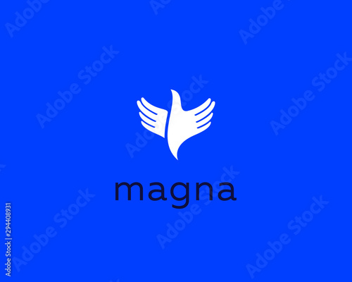 Hands bird logo icon design abstract modern minimal style illustration. Fingers wings dove freedom vector emblem sign symbol mark logotype