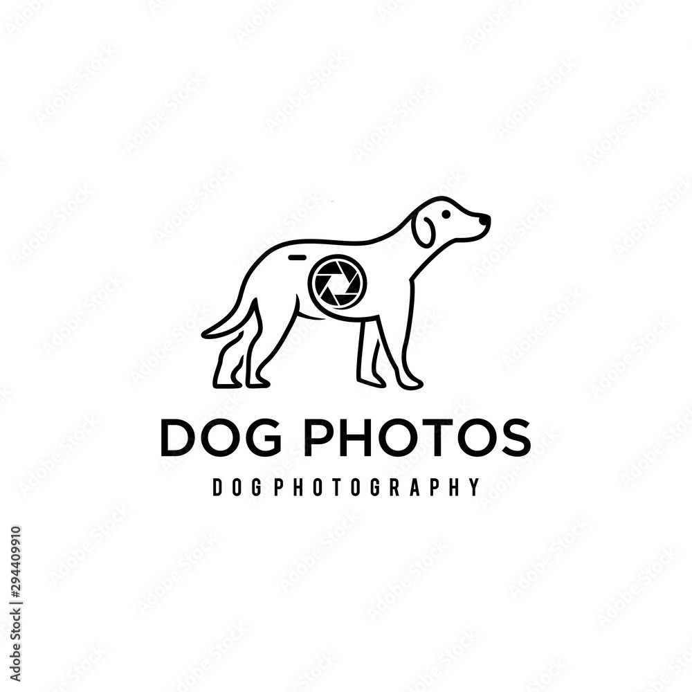 Dog animal Logo design  photography Template. Vector.
