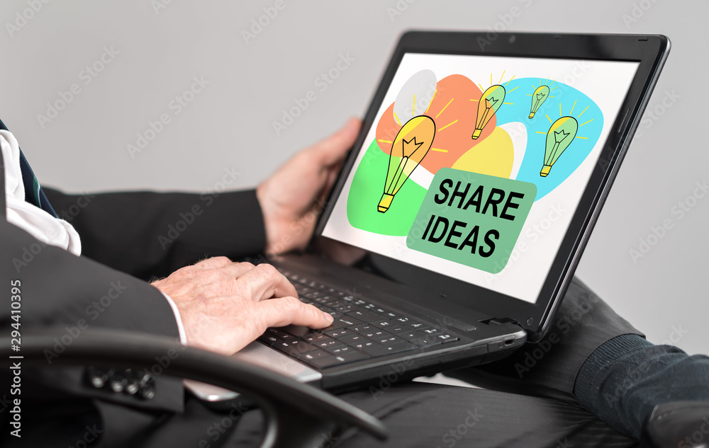 Share ideas concept on a laptop Share ideas concept on a laptop