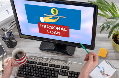 Personal loan concept on a computer