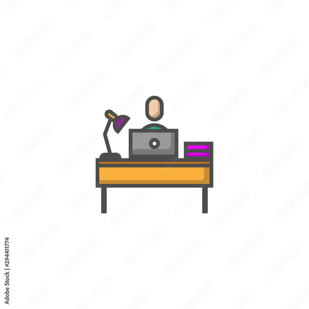 Office man filled line icon on white backgrounds