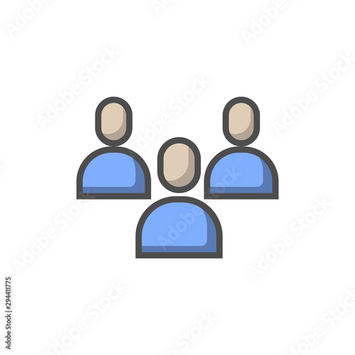 Team work filled line icon on white backgrounds