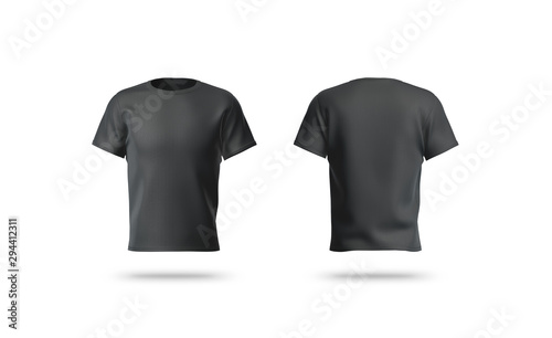 Blank black clean t-shirt mockup  isolated  front and back view 