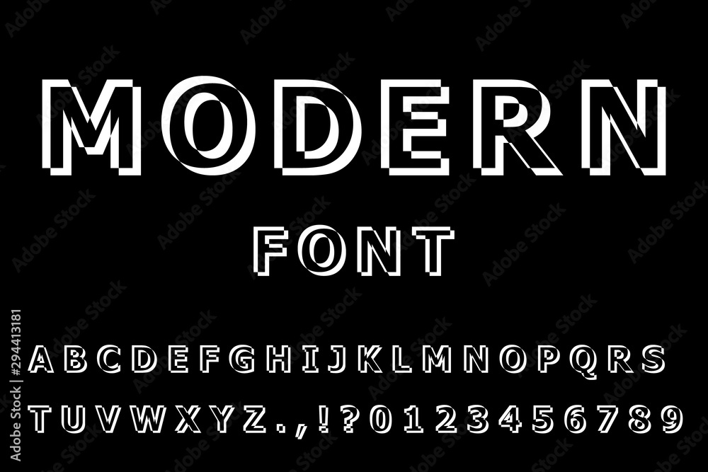 Modern artistic trend of the font for the English alphabet Modern artistic trend of the font for the English alphabet