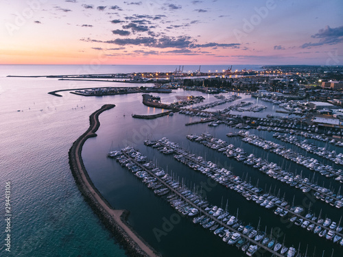 Fremantle aerial skyline view in sunset photo