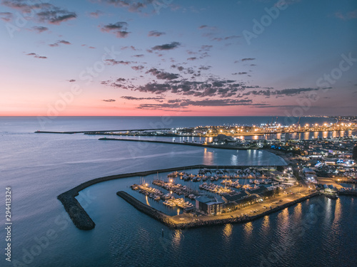 Fremantle aerial skyline view in sunset