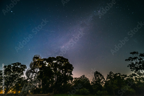 Night landscape and milky way background, DNA Tower, Perth