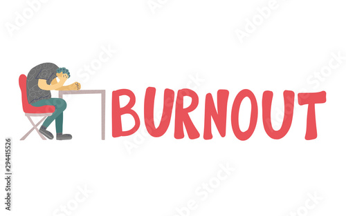 Burnout concept. Vector person at the table.