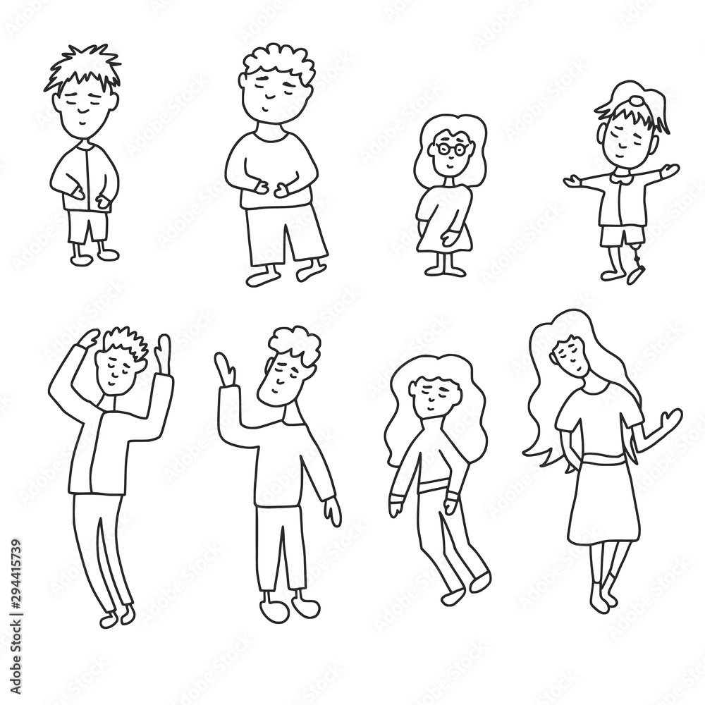 Group of children in doodle style. Vector design. Group of children in doodle style. Vector design.