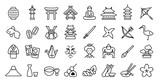 Japanese Traditional Culture Icon Set (Thin Line Version)