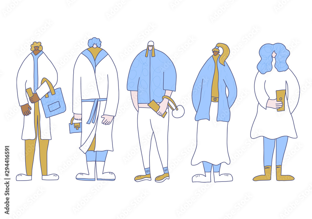 Group of girls stay isolated. Vector illustration. Group of girls stay isolated. Vector illustration.