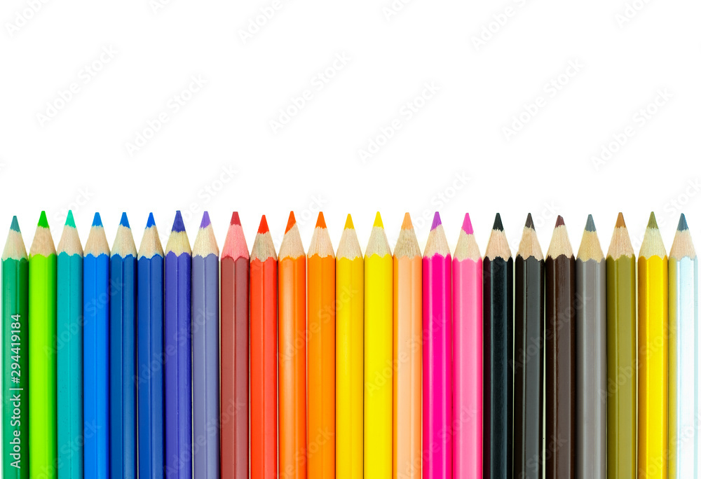 Collection of crayon de couleur for drawing at white background Collection of crayon de couleur for drawing at white background