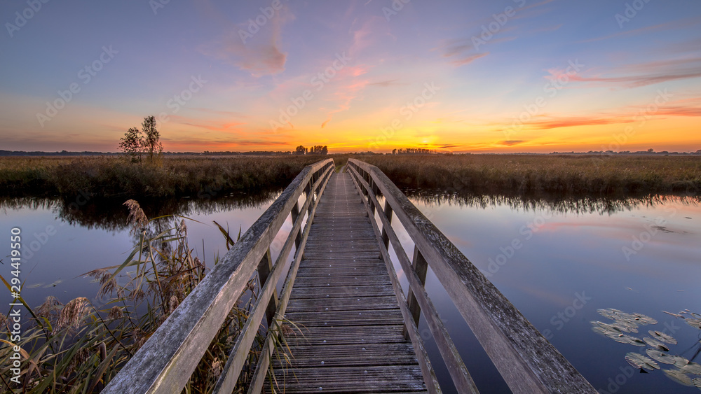 Naklejka premium Wooden bridge for bicycles