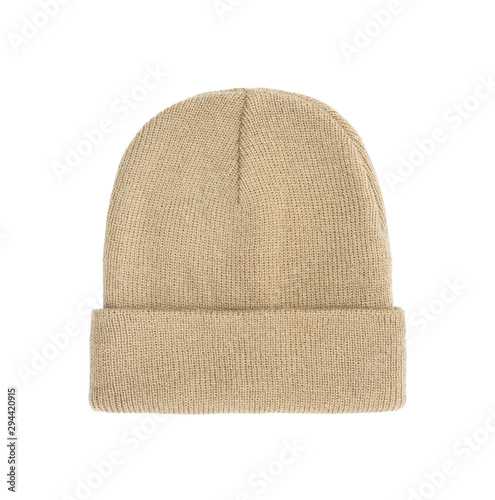 Slika na platnu Bage beanie winter hat isolated on white background with clipping path