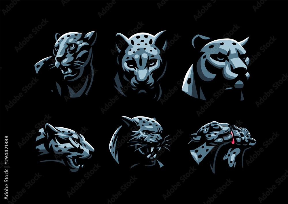 Wild cats. Jaguar, cheetah, leopard, panther.