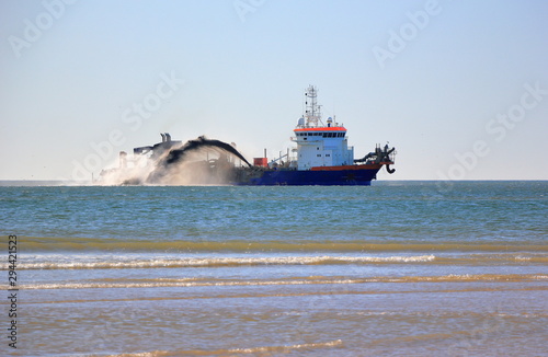 Trailing suction hopper dredger. North Sea, the Netherlands. photo