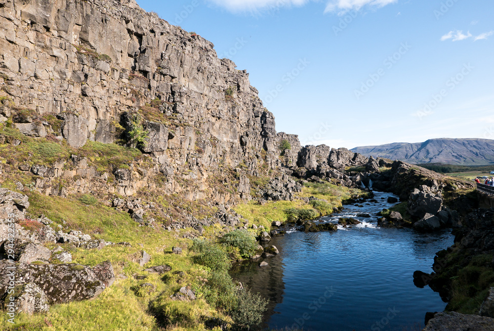 Nationalpark Thingvellier auf Island, Tektonische Erdplatten bewegen sich auseinander