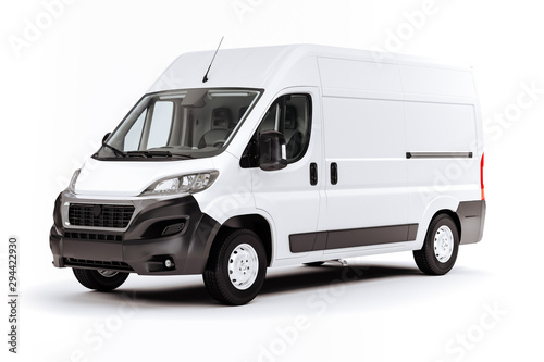Fotografie, Obraz 3d render of white van vehicle on white background