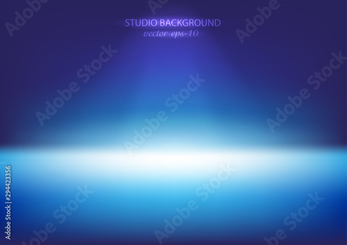 Studio blue background vector .Abstract dark blue gradient background backdrop used for display product.