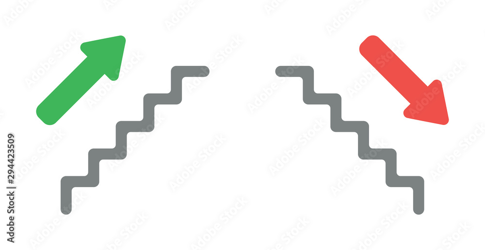 Vector icon set of stairs with arrow up and down. Stock Vector | Adobe ...