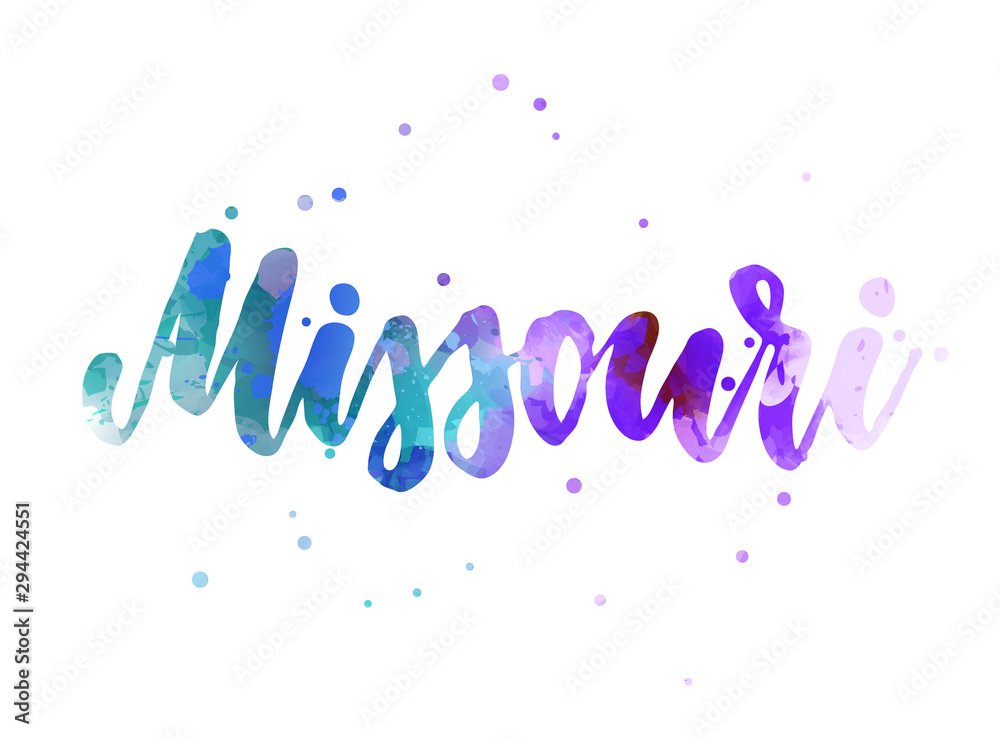 Missouri watercolor handwritten lettering