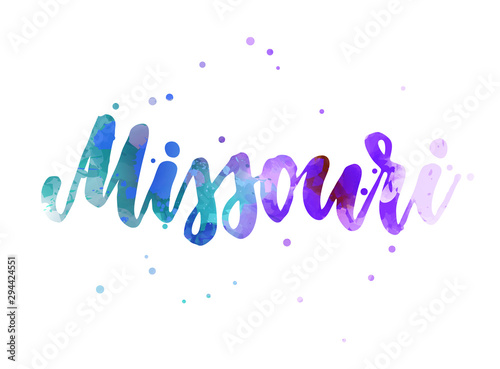 Missouri watercolor handwritten lettering