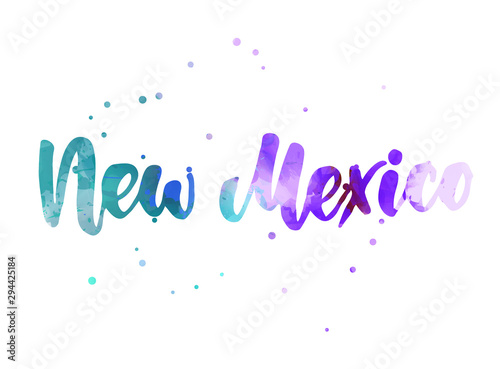 New Mexico watercolor handwritten lettering