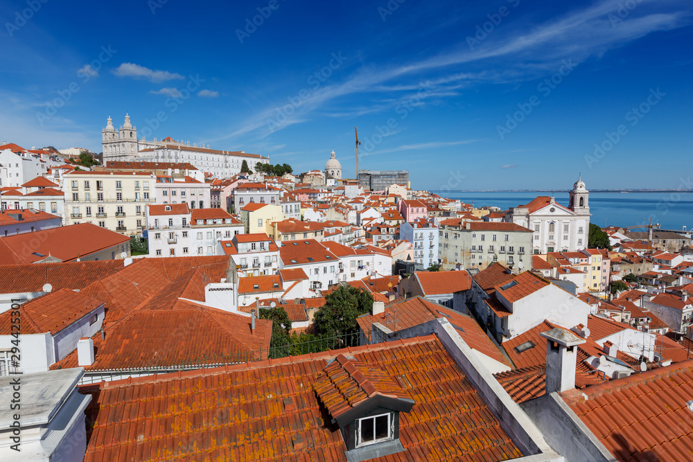 Historic old district Alfama in Lisbon, Portugal.