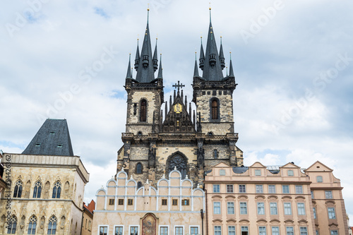 Church of Our Lady before Tyn, a gothic church and a dominant feature of the Old Town of Prague, Czech Republic. It has been the main church of this part of the city since the 14th century. © zz3701
