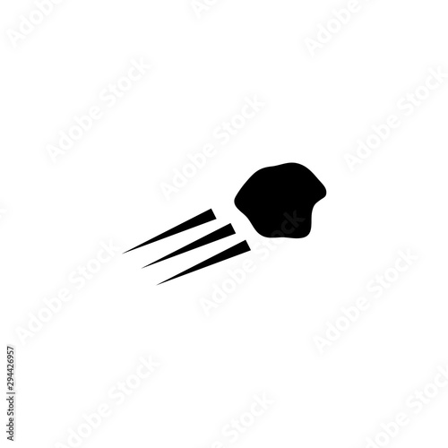 Flying Stone Rock, Asteroid, Meteorite Flat Vector Icon