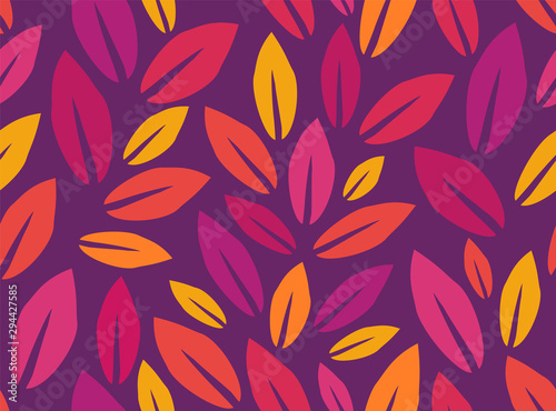 Autumn Leaves Pattern. Endless Background. Seamless